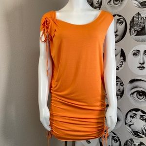 Diab’less Vintage Y2K Orange Tee Shirt Dress w/ Ruching Sz M from France 🇫🇷